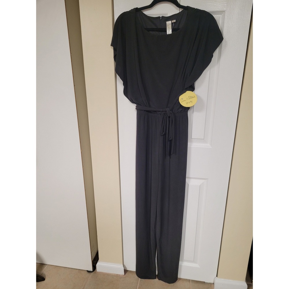 Emma & Michele Black Dolman Sleeve Palazzo Leg Belted Jumpsuit Womens Size M NWT
